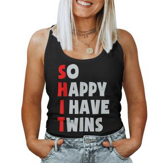 So Happy I Have Twins Funny Parent Twin Mom Dad Mothers Day Women Tank Top Basic Casual Daily Weekend Graphic - Thegiftio UK