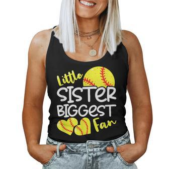 Softball Little Sister Biggest Fan N Girls Women Tank Top | Mazezy