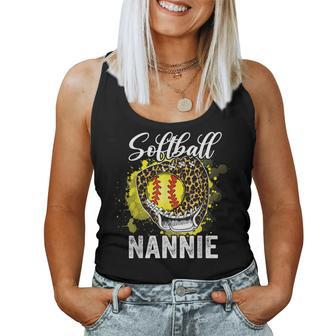 Softball Nannie Leopard Glove Game Day Mothers Day Women Tank Top Basic Casual Daily Weekend Graphic - Seseable