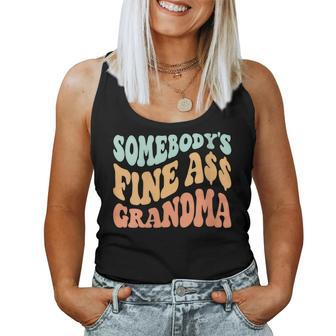 Womens Somebodys Fine Ass Grandma Retro Wavy Groovy Vintage Women Tank Top | Mazezy