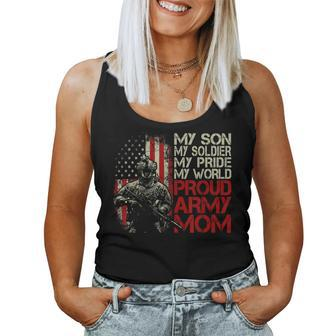 My Son Is A Soldier Proud Army Mom Flag American Women Tank Top | Mazezy
