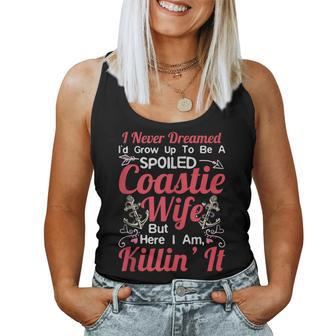 Spoiled Coastie Wife Us Coast Guard Uscg Women Tank Top Basic Casual Daily Weekend Graphic - Seseable