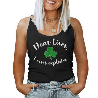 St Patricks Day Dear Liver Irish Drunk St Pattys Drinking Women Tank Top Basic Casual Daily Weekend Graphic - Seseable