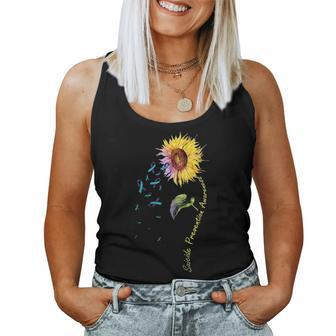Suicide Prevention Awareness Sunflower V2 Women Tank Top Basic Casual Daily Weekend Graphic - Seseable
