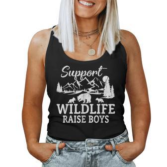 Support Wildlife Raise Boys Mom Dad Mothers Fathers Day Women Tank Top | Mazezy