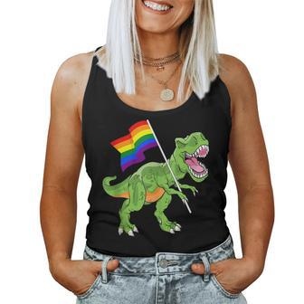 T Rex Rainbow Flag Gay Lesbian Lgbt Pride Women Men Women Tank Top | Mazezy