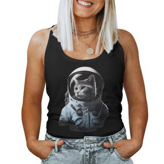 Tabby Space Cat Astronaut Kitty Graphic For Men Women Kids Women Tank Top | Mazezy