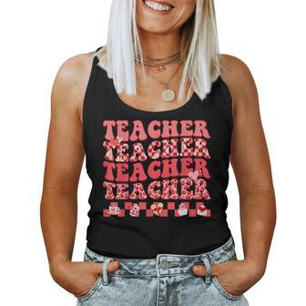 Teacher Valentines Day Hippie Sweet Heart Teacher Womens Women Tank Top Basic Casual Daily Weekend Graphic - Seseable