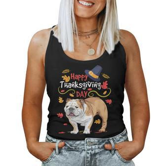 Thanksgiving For Dog Mom Dad English Bulldog Women Tank Top | Mazezy
