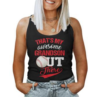 Womens Thats My Awesome Grandson Out There Baseball Lovers Women Tank Top | Mazezy