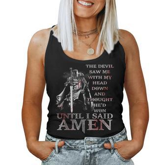 The Devil Saw Me With My Head Down Thought Hed Won Jesus Women Tank Top Basic Casual Daily Weekend Graphic - Seseable