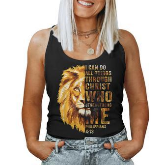I Can Do All Things Through Christ Jesus Lion Christian Women Tank Top | Mazezy