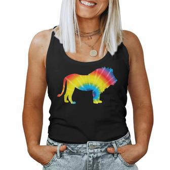 Tie Dye Lion Rainbow Print Lionet Cub Hippie Peace Gift Women Tank Top Basic Casual Daily Weekend Graphic - Seseable