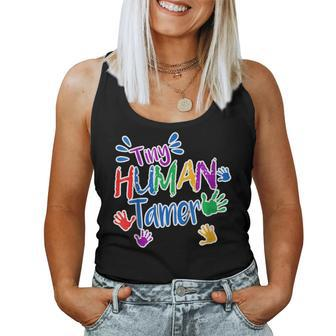Tiny Human Tamer Daycare Provider Shirt Teacher Women Tank Top | Mazezy