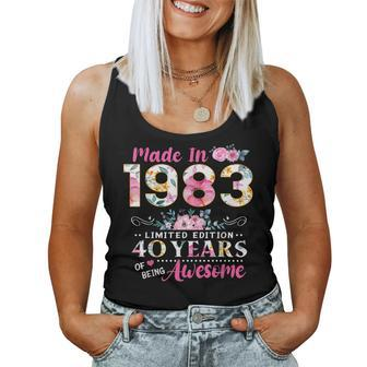 Turning 40 Floral Made In 1983 40Th Birthday Gifts Women Women Tank Top Basic Casual Daily Weekend Graphic - Seseable
