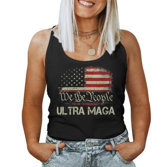Womens Ultra Maga Anti Biden Us Flag Pro Trump Trendy Women Tank Top | Mazezy