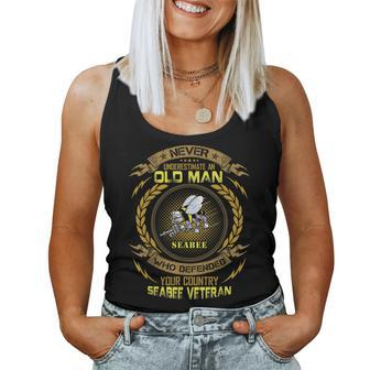 Never Underestimate An Old Man Us Navy Seabee Veteran Women Tank Top | Mazezy