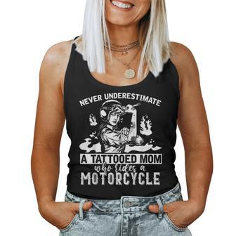 Never Underestimate A Tattooed Mom Motorcycle Biker Women Tank Top | Mazezy