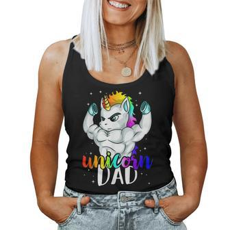 Unicorn Dad Manly Daddy Papa Unique Family Christmas Women Tank Top | Mazezy