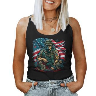Us Military Outfit Boy Girl Men Women Soldier Us Flag Women Tank Top Basic Casual Daily Weekend Graphic - Seseable