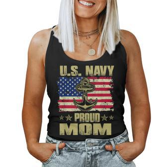 Us Navy Proud Mom With American Flag 4Th Of July Veteran Day Women Tank Top Basic Casual Daily Weekend Graphic - Thegiftio UK