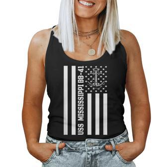 Uss Mississippi Bb-41 Battleship Warship Veterans Day Father Women Tank Top Basic Casual Daily Weekend Graphic - Seseable
