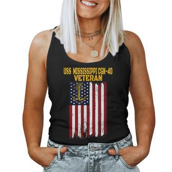 Uss Mississippi Cgn-40 Cruiser Veterans Day Fathers Day Women Tank Top Basic Casual Daily Weekend Graphic - Seseable