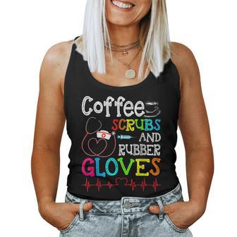 Valentines Day Nursing Coffee Scrubs And Rubber Gloves Nurse Women Tank Top Basic Casual Daily Weekend Graphic - Seseable