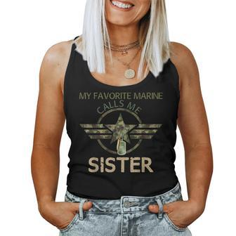Veteran Day My Favorite Marine Calls Me Sister Women Tank Top | Mazezy