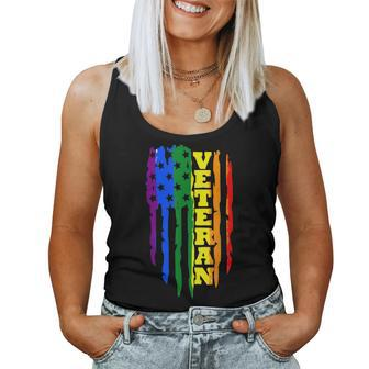 Veteran Lgbt Gay Pride Rainbow American Flag Military Women Tank Top Basic Casual Daily Weekend Graphic - Seseable
