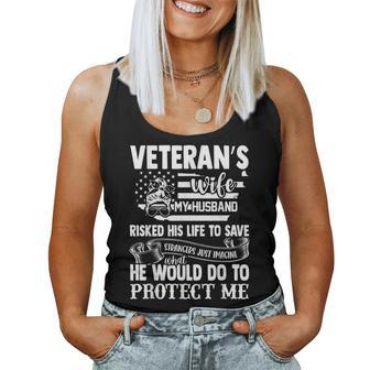 Veteran Wife Army Husband Soldier Saying Cool Military V2 Women Tank Top Basic Casual Daily Weekend Graphic - Seseable