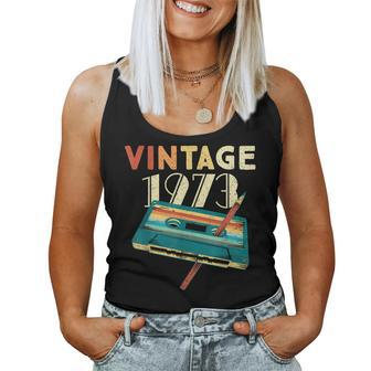 Vintage 1973 Music Cassette 50Th Birthday Gifts 50 Years Old Women Tank Top Basic Casual Daily Weekend Graphic - Seseable