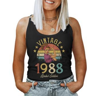 Vintage 1988 Made In 1988 34Th Birthday Women 34 Years Old Women Tank Top Basic Casual Daily Weekend Graphic - Seseable