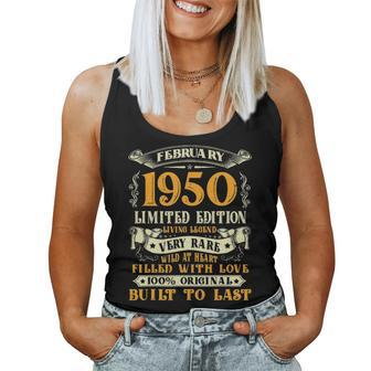 Vintage 70 Years Old February 1950 70Th Birthday Gift Idea Women Tank Top Basic Casual Daily Weekend Graphic - Seseable