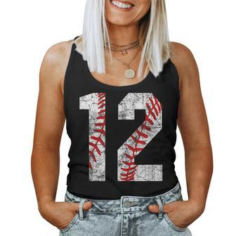 Vintage Baseball Mom 12 Jersey Baseball Favorite Player Women Tank Top Basic Casual Daily Weekend Graphic - Seseable