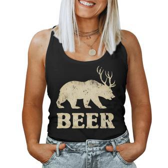 Vintage Bear Deer Funny Beer Women Tank Top Basic Casual Daily Weekend Graphic - Seseable