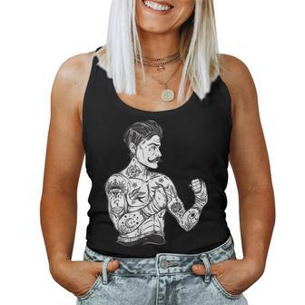 Vintage Boxing Champion Tattoo - Boho Ink Fighter Women Tank Top Basic Casual Daily Weekend Graphic - Seseable