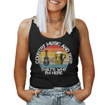 Vintage Country Music And Beer Thats Why Im Here Mens Women Tank Top | Mazezy