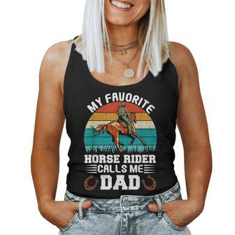 Vintage My Favorite Horse Rider Calls Me Dad Fathers Day Women Tank Top | Mazezy
