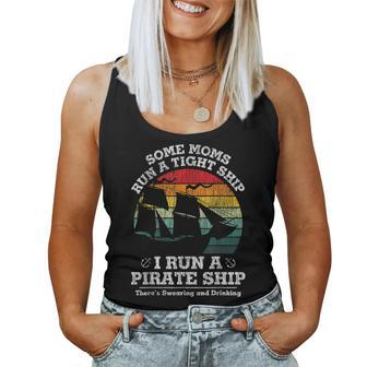 Vintage I Run A Pirate Ship Mom Dad Family Matching Mother Women Tank Top Basic Casual Daily Weekend Graphic - Seseable