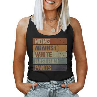Vintage Moms Against White Baseball Pants Women Tank Top Basic Casual Daily Weekend Graphic - Seseable