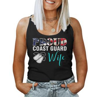 Vintage Proud Coast Guard Wife With American Flag Gift Women Tank Top Basic Casual Daily Weekend Graphic - Seseable