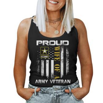 Vintage Proud Wife Of A Army Veteran With American Flag Women Tank Top | Mazezy