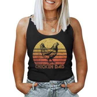 Vintage Retro Chicken Dad Farm Farmer Sunset Silhouette Women Tank Top | Mazezy