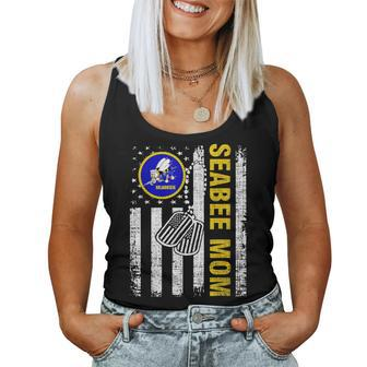 Vintage Seabee Mom American Flag Cool Veteran Day Women Tank Top | Mazezy