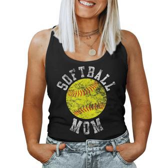 Vintage Softball Mom Women Tank Top Basic Casual Daily Weekend Graphic - Seseable