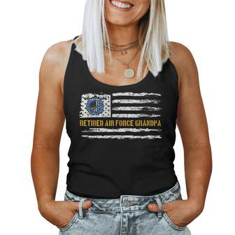 Vintage Usa American Flag Proud Retired Us Air Force Grandpa Women Tank Top | Mazezy