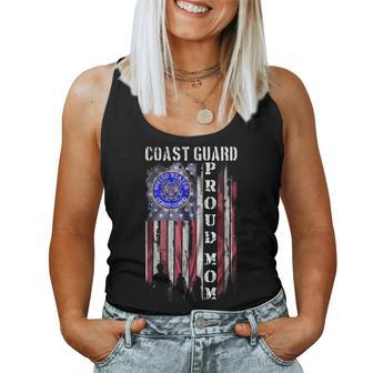 Vintage Usa American Flag Us Coast Guard Proud Veteran Mom Women Tank Top Basic Casual Daily Weekend Graphic - Seseable