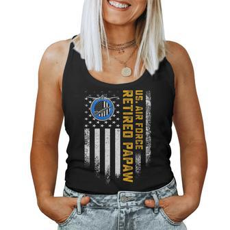 Vintage Usa Flag Retired Us Air Force Veteran Papaw Women Tank Top Basic Casual Daily Weekend Graphic - Seseable