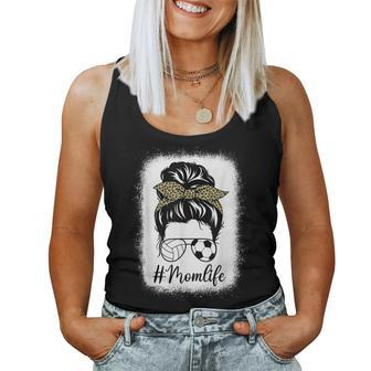 Volleyball And Soccer Mom Life Messy Bun Leopard Women Tank Top | Mazezy